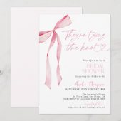 Invitation Bow rose pâle, nouer la Fête des mariées de noeud (Devant / Derrière)