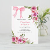Invitation Bow rose Rose Floral Green Girls Anniversaire (Debout devant)