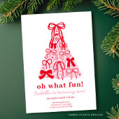 Invitation Bow rose & rouge moderne 1er anniversaire