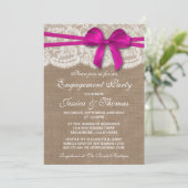Invitation Bow rose Russe Burlap & Lace Engagement Party (Debout devant)