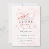 Invitation Bow Rose Sur Cloud Neuf Baby shower (Devant)