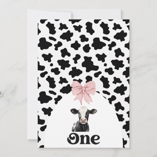 Invitation Bow rose Vache noire Imprimer Vache sainte 1er ann (Dos)