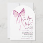 Invitation Bow rose vif Elle noue la Fête des mariées de noeu (Devant)