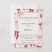 Invitation Bow rose vif Elle noue la Fête des mariées de noeu (Devant)
