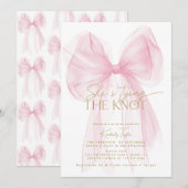 Invitation Bow rose vif Elle noue la Fête des mariées de noeu (Devant / Derrière)