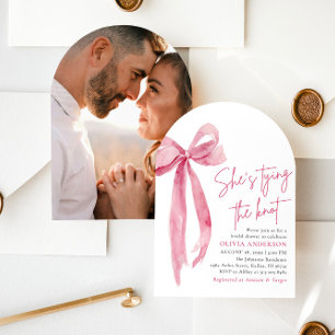 Invitation Bow rose vif Elle noue la Fête des mariées de noeu