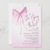 Invitation Bow rose vif Elle noue la Fête des mariées de noeu (Devant)