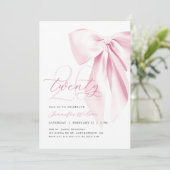Invitation Bow rose Vingt Anniversaire (Debout devant)