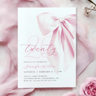 Invitation Bow rose Vingt Anniversaire