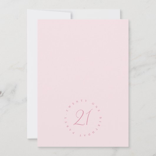 Invitation Bow rose vingt et un anniversaire (Dos)