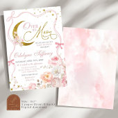 Invitation Bow rose Vive Au-Dessus Du Baby shower Fille Lune