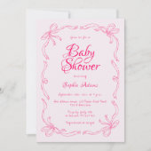 Invitation Bow rose Whimsical Quirky Main tiré Baby shower (Devant)
