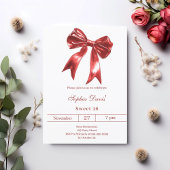 Invitation Bow rouge blanc doux 16