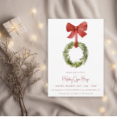 Invitation Bow rouge couronne de Noël | Holiday Open House