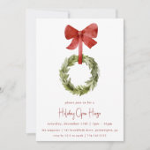 Invitation Bow rouge couronne de Noël | Holiday Open House (Devant)