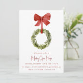 Invitation Bow rouge couronne de Noël | Holiday Open House (Debout devant)