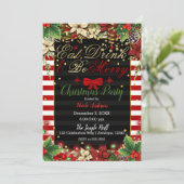 Invitation Bow rouge de Noël pour la fête de Noël Manger Boir (Debout devant)