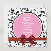 Invitation Bow rouge rose Noir Dalmatie Spots Anniversaire (Devant)