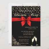 Invitation Bow rouge, Verre à vin, Fête de Noël de la société (Devant)