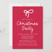 Invitation Bow Script Fantaisiste Fête de Noël Rouge (Devant)