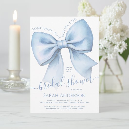 Invitation Bow Something Blue Before I Do Chic Bridal Shower