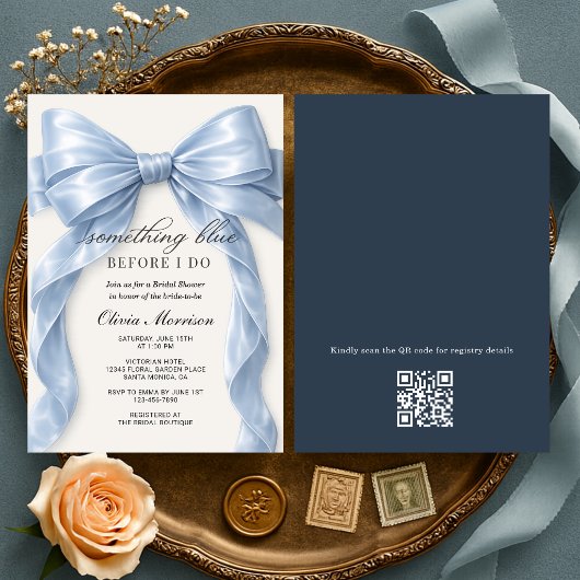 Invitation Bow Something Blue Before I Do QR Code Bridal
