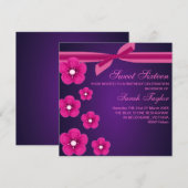 Invitation Bow/Sweet sixteen de fleurs PurpleInvitation Anniv (Devant / Derrière)