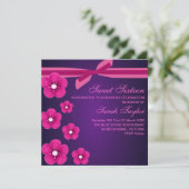 Invitation Bow/Sweet sixteen de fleurs PurpleInvitation Anniv (Debout devant)