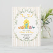 Invitation Bow This Chicks is turning ONE Easter Birthday (Debout devant)
