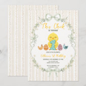 Invitation Bow This Chicks is turning ONE Easter Birthday (Devant / Derrière)