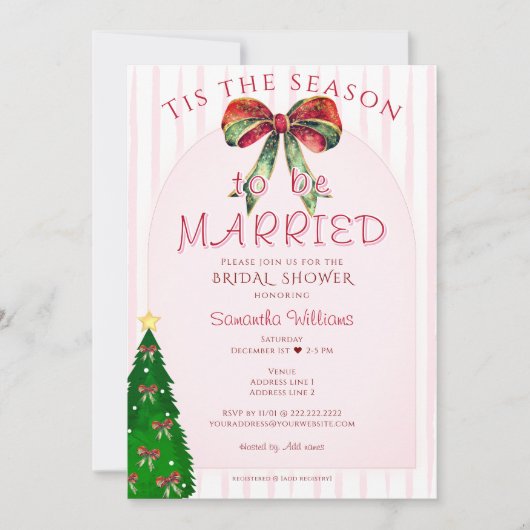 Invitation Bow Tis The Season To Be Married Bridal Shower (Devant)
