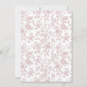 Invitation Bow Toile de Jouy Blush Baby shower Floral rose (Dos)