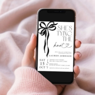 Invitation Bow Tying Knot Photo QR Fête des mariées
