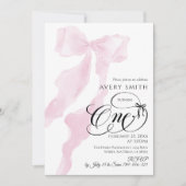 Invitation Bow Un Anniversaire Blush Minimal Rose Girl (Devant)