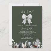 Invitation Bow végétal Bow hiver Green Girl Baby shower (Devant)