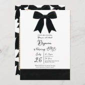 Invitation Bow velours noir Elegant Posh 1er anniversaire (Devant / Derrière)