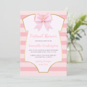 Invitation Bow Verre Doré Moderne & Pink Stripes Douche Virtu (Debout devant)
