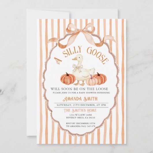 Invitation Bow Vintage Fall Silly Goose Baby shower (Devant)