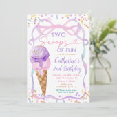 Invitation Bow Violet Deux Scoops De Crème Glacieuse Annivers (Debout devant)