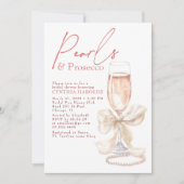 Invitation Bow White Pearls & Prosecco Rosé Bridal Shower (Devant)