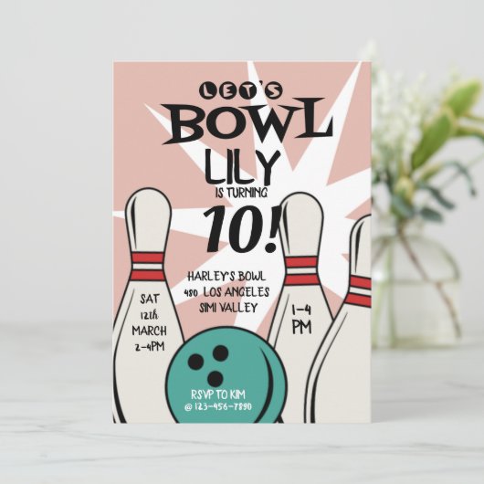 Invitation Bowl, Bowling Anniversaire, Frappe Un Peu Amusant (Debout devant)