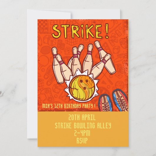 Invitation Bowling adolescent entre filles fête d'anniversair (Devant)
