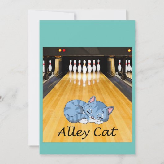 Invitation Bowling Alley Party avec le chat Napping (Devant)