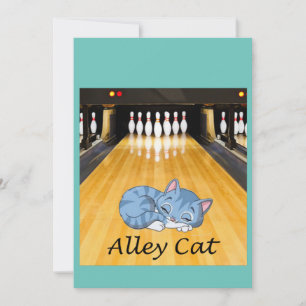 Invitation Bowling Alley Party avec le chat Napping