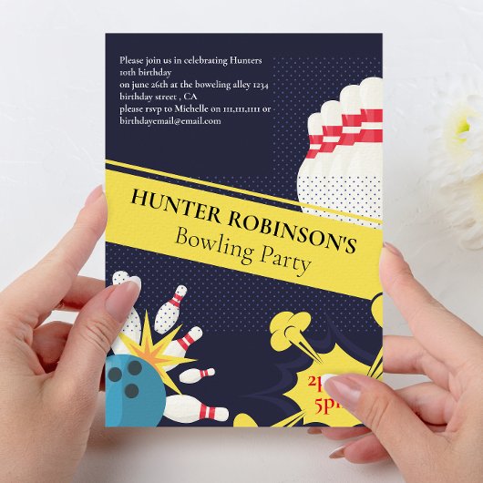 Invitation Bowling amusement moderne pour enfants