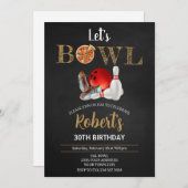 Invitation Bowling and Pizza Theme Birthday Party (Devant / Derrière)