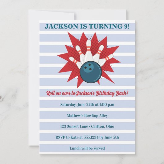 Invitation Bowling Anniversaire (Devant)