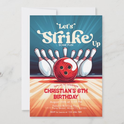 Invitation Bowling Anniversaire de enfant Party (Devant)