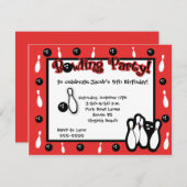 Invitation BOWLING ANNIVERSAIRE FÊTE Anniversaire Bowl Rouge (Devant / Derrière)