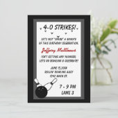 Invitation Bowling Anniversaire Fête Black Grey Age personnal (Debout devant)
